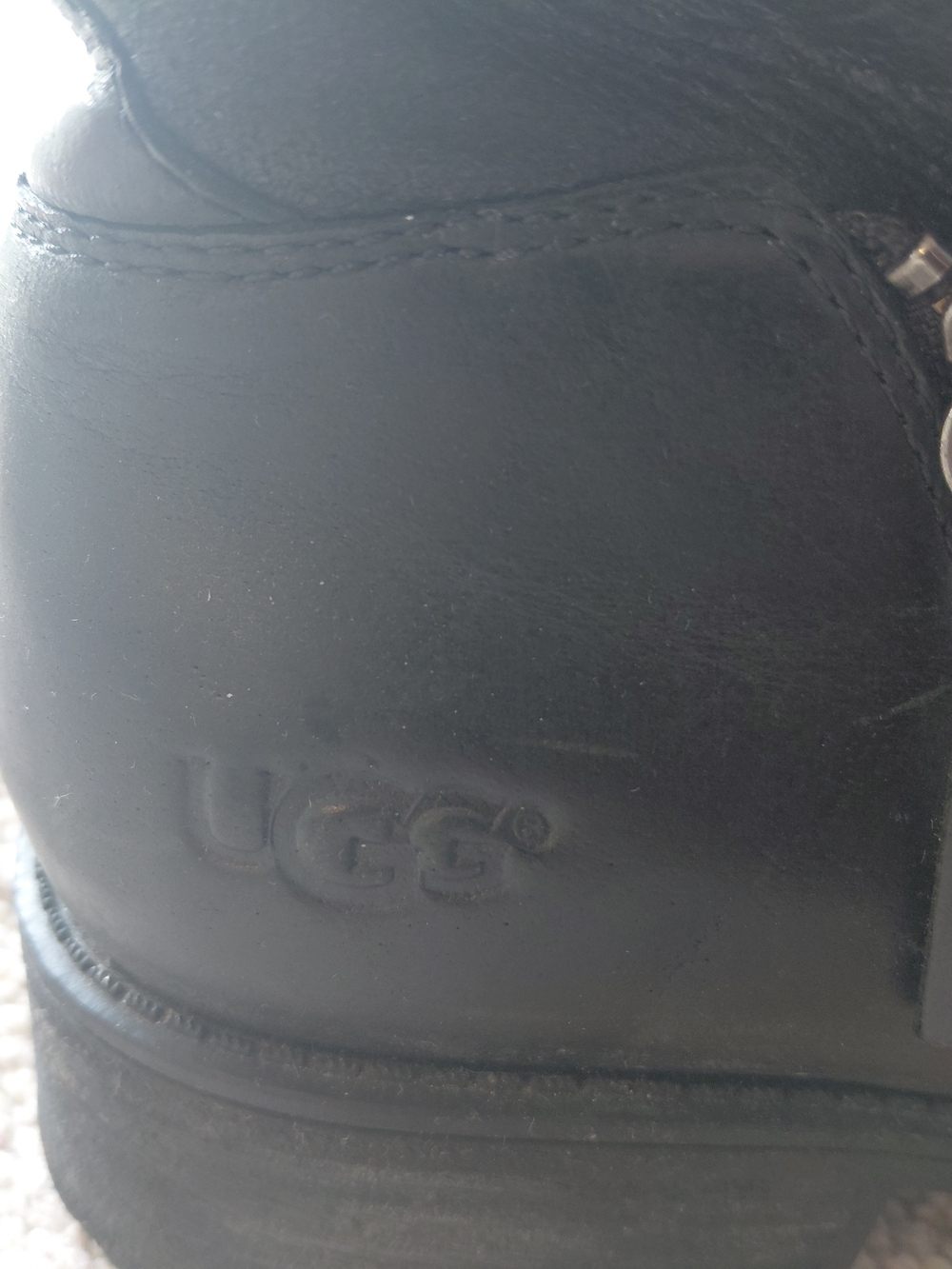 Ugg Lavelle Black Leather Boots Fur Lined Womens Size 9 1013366 - Picture 2 of 9